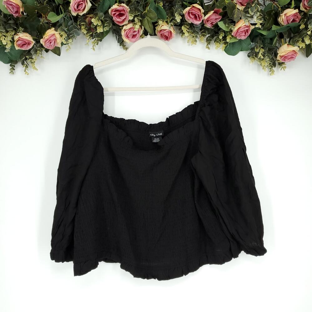 City Chic Fearless Black Top Size XXL/24 NWT